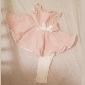 Baby girls pink embroidered tunic with leggings.